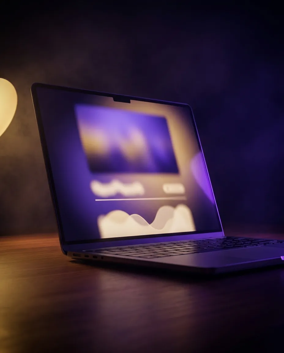A laptop screen showing a website layout in progress